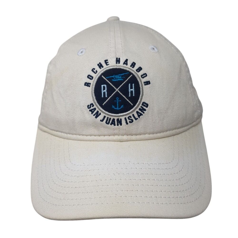 Roche Harbor San Juan Island Fitted Hat White Medium Embroidered 6 Panel Gear